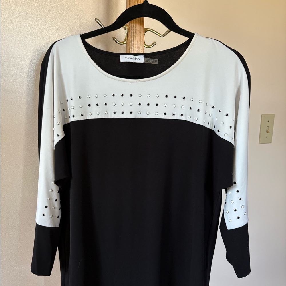 Calvin Klein Black and White Studded Top